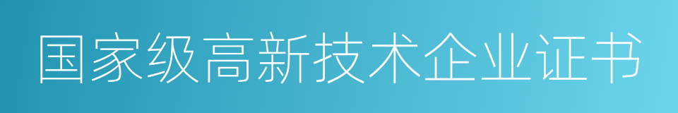 国家级高新技术企业证书的同义词