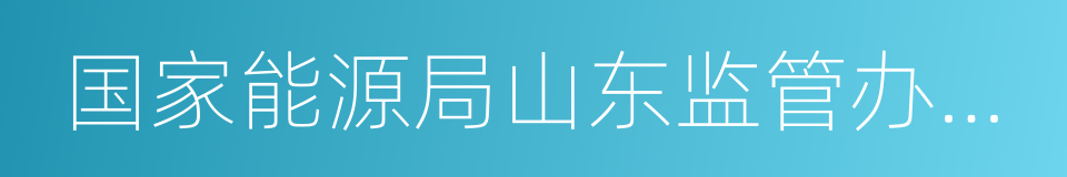 国家能源局山东监管办公室的同义词