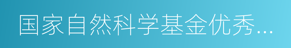 国家自然科学基金优秀青年科学基金的同义词