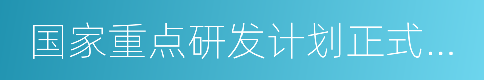 国家重点研发计划正式启动的同义词