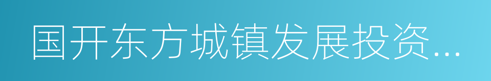 国开东方城镇发展投资有限公司的意思