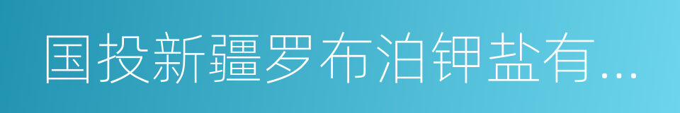 国投新疆罗布泊钾盐有限责任公司的同义词