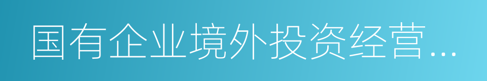 国有企业境外投资经营行为规范的同义词