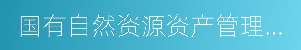 国有自然资源资产管理和自然生态监管机构的同义词