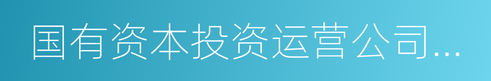 国有资本投资运营公司试点的同义词