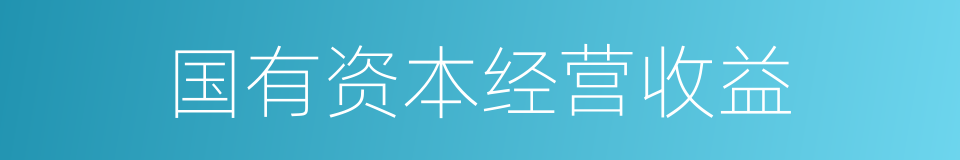 国有资本经营收益的同义词
