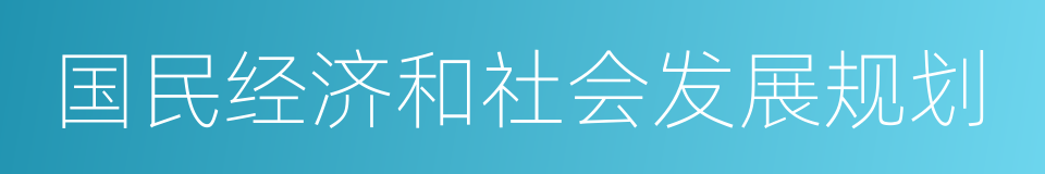 国民经济和社会发展规划的意思