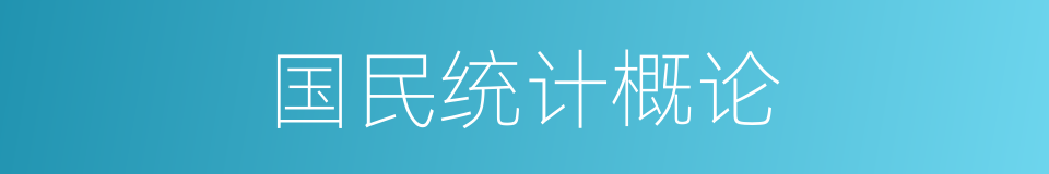 国民统计概论的同义词