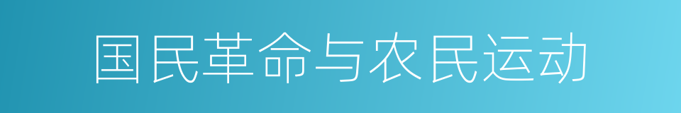 国民革命与农民运动的同义词