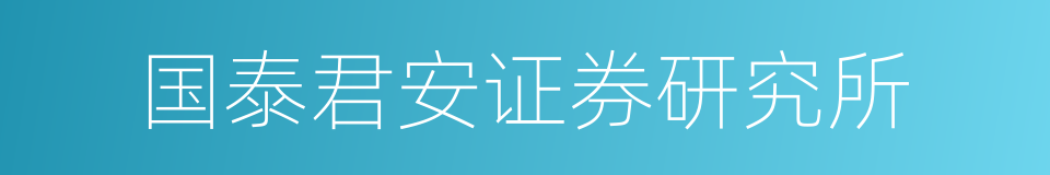 国泰君安证券研究所的同义词