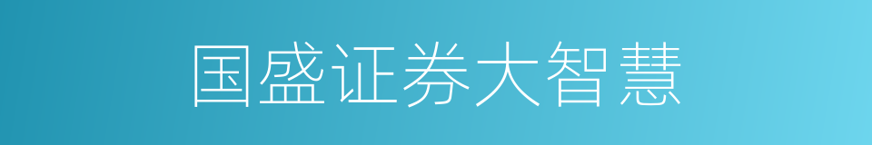 国盛证券大智慧的同义词