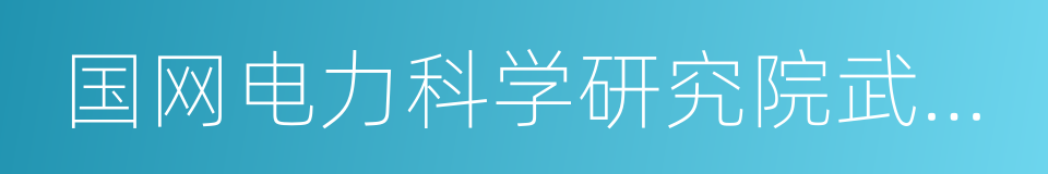 国网电力科学研究院武汉南瑞有限责任公司的同义词