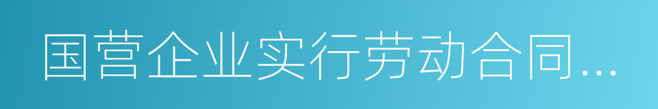 国营企业实行劳动合同制暂行规定的意思