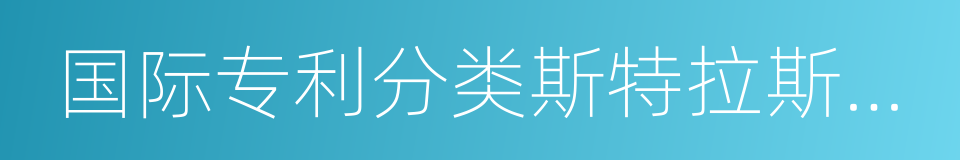 国际专利分类斯特拉斯堡协定的同义词