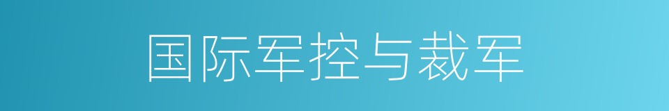 国际军控与裁军的同义词