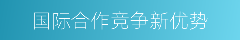 国际合作竞争新优势的同义词