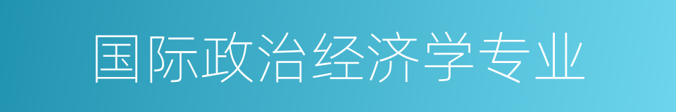 国际政治经济学专业的意思