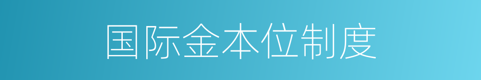 国际金本位制度的同义词