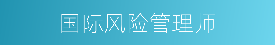 国际风险管理师的同义词