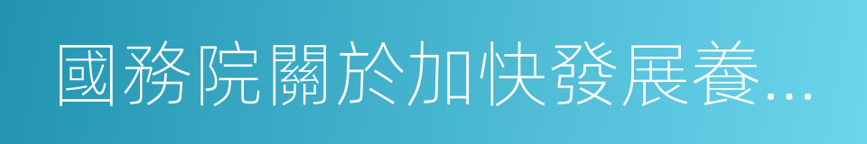 國務院關於加快發展養老服務業的若幹意見的同義詞