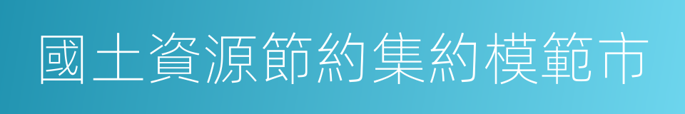 國土資源節約集約模範市的同義詞