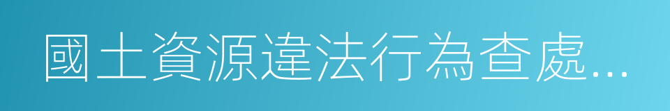 國土資源違法行為查處工作規程的同義詞