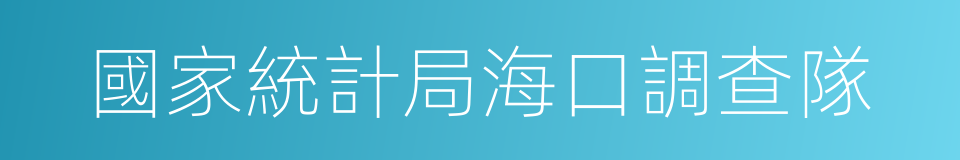 國家統計局海口調查隊的同義詞