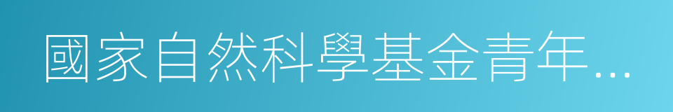 國家自然科學基金青年基金項目的同義詞