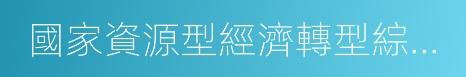 國家資源型經濟轉型綜合配套改革試驗區的同義詞