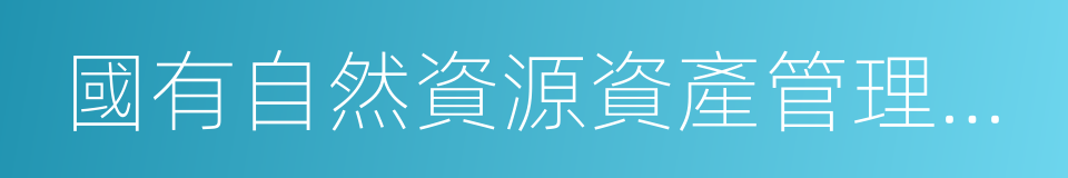 國有自然資源資產管理和自然生態監管機構的同義詞