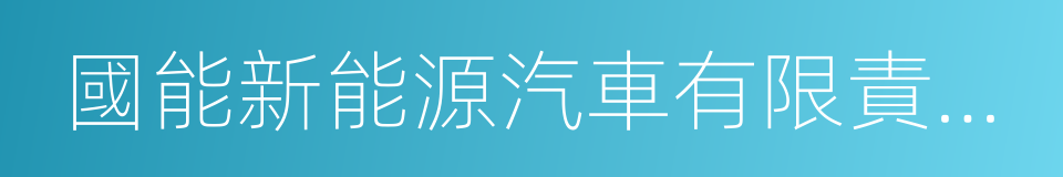 國能新能源汽車有限責任公司的同義詞