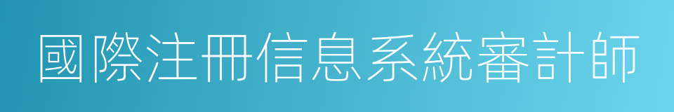 國際注冊信息系統審計師的同義詞