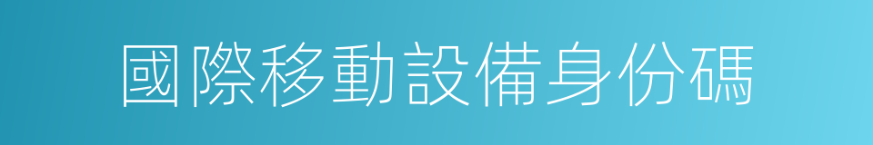 國際移動設備身份碼的同義詞