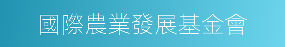 國際農業發展基金會的意思