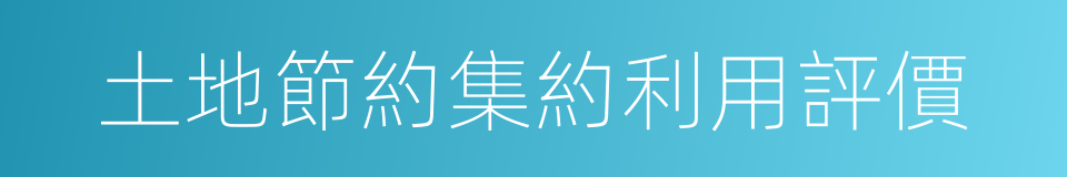 土地節約集約利用評價的同義詞