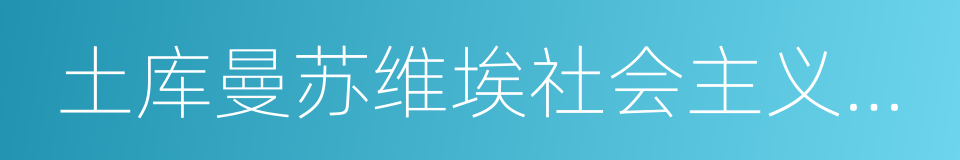 土库曼苏维埃社会主义共和国的同义词