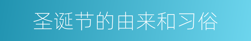 圣诞节的由来和习俗的同义词