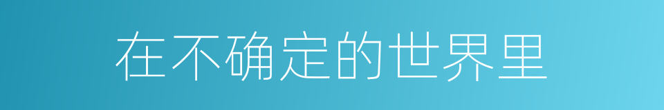 在不确定的世界里的同义词