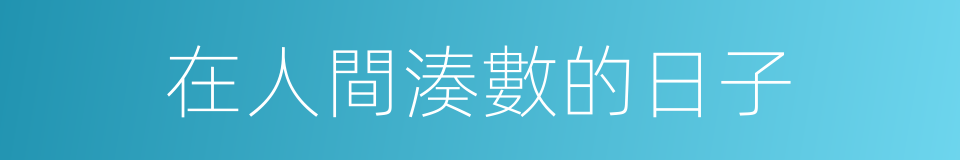 在人間湊數的日子的同義詞
