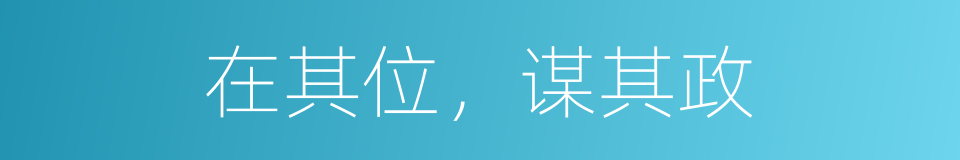 在其位，谋其政的同义词