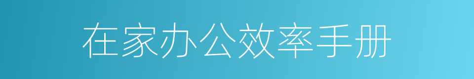 在家办公效率手册的同义词