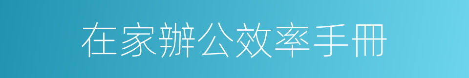 在家辦公效率手冊的同義詞