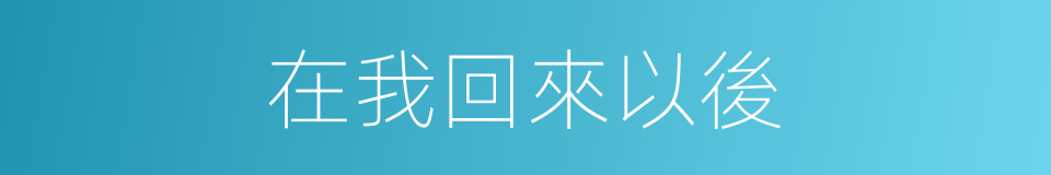 在我回來以後的同義詞