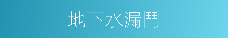 地下水漏鬥的同義詞