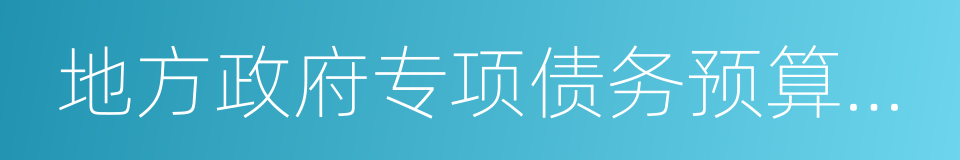 地方政府专项债务预算管理办法的同义词