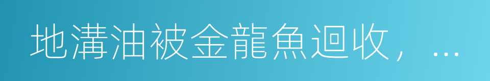 地溝油被金龍魚迴收，轉發出去傳播正能量的同義詞