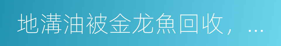 地溝油被金龙魚回收，轉發出去傳播正能量的同義詞