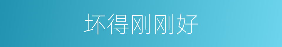 坏得刚刚好的同义词