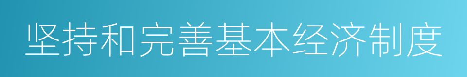 坚持和完善基本经济制度的同义词