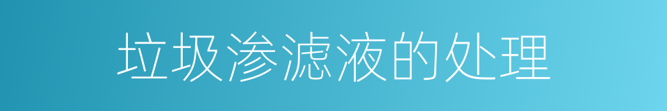 垃圾渗滤液的处理的同义词